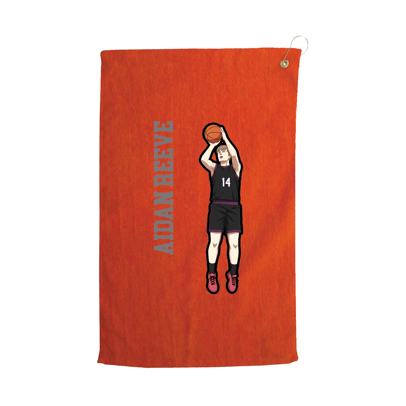 Golf Towel — Name Vertical in Orange