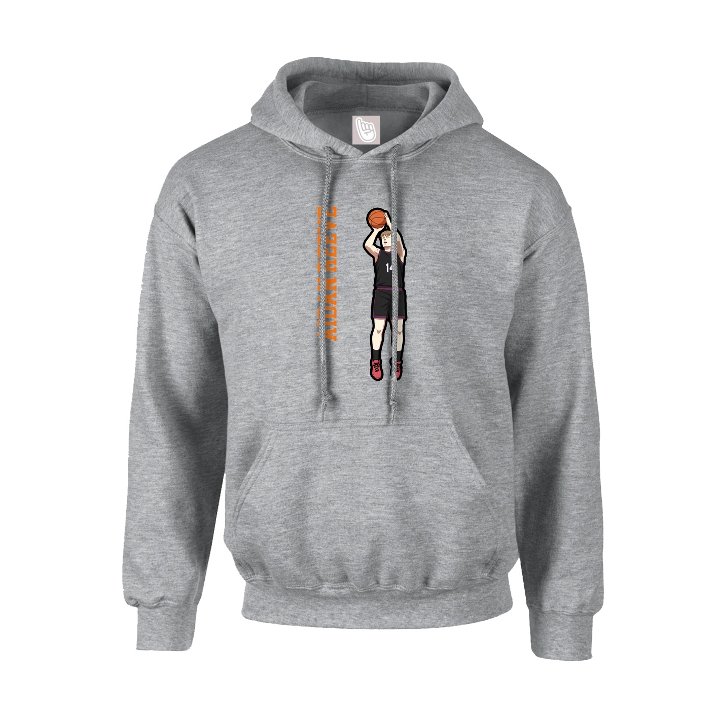 Youth Hoodie — Name Vertical in Grey
