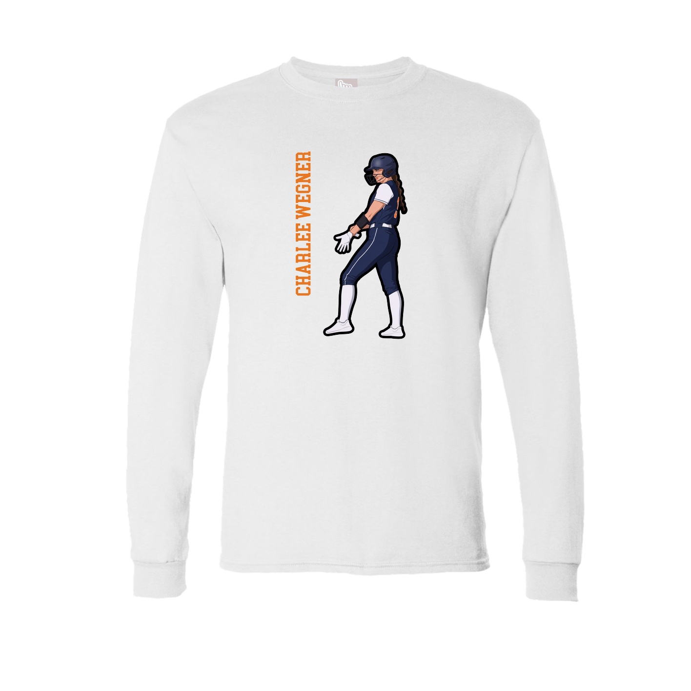 Long Sleeve Tee — Name Vertical in White
