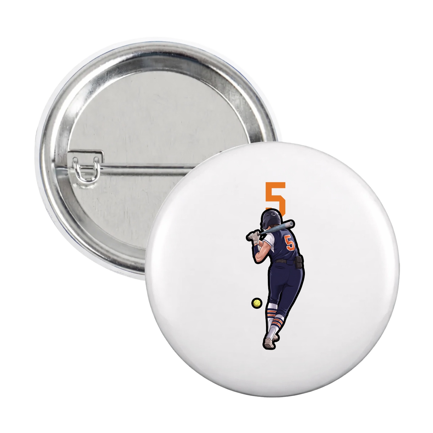 Game Day Button — Number Top in White