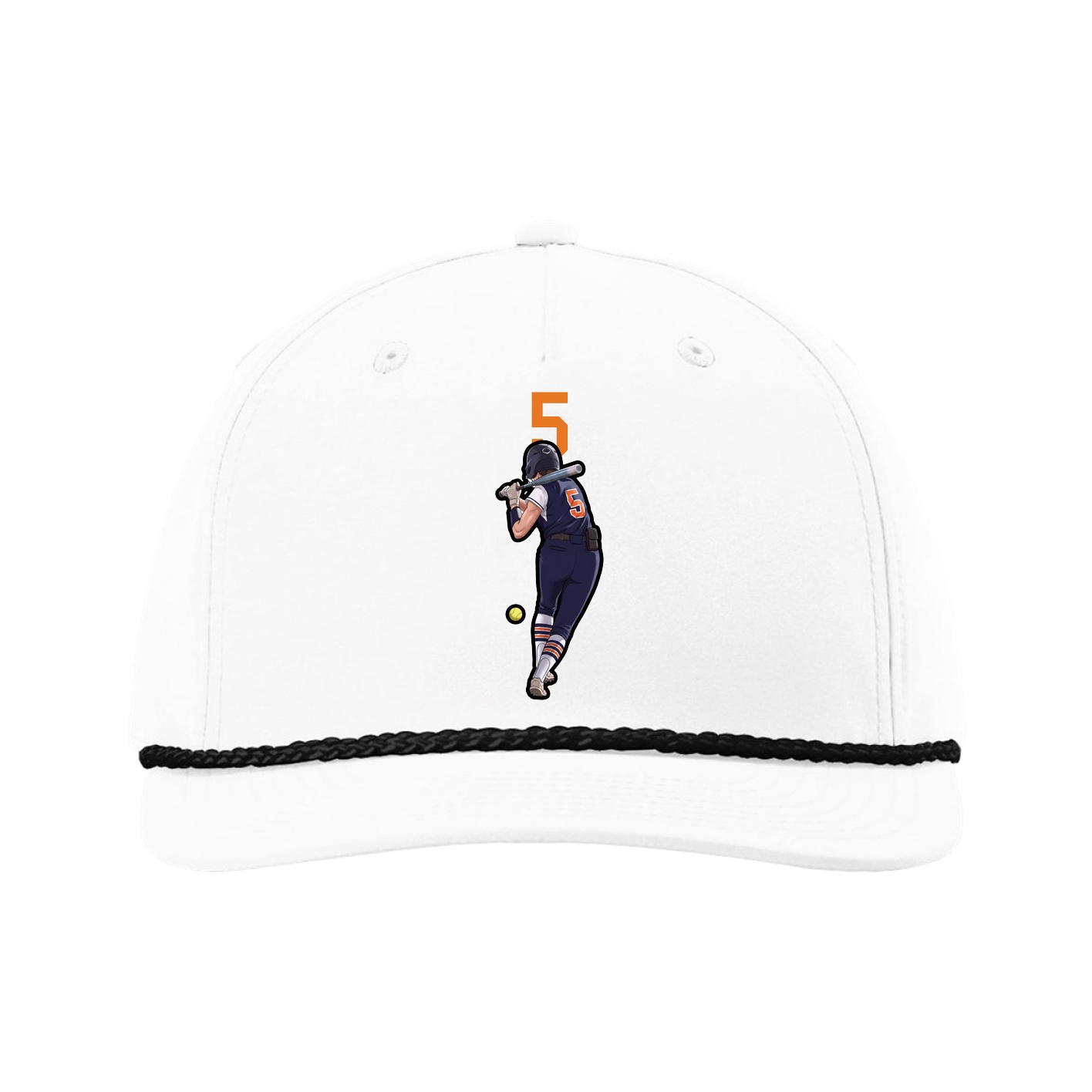 Five-Panel Classic Rope Cap — Number Top in White
