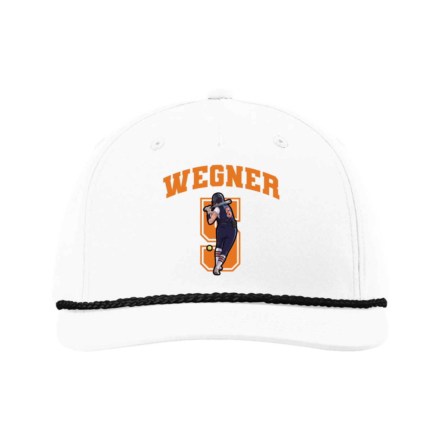Five-Panel Classic Rope Cap — Number in White