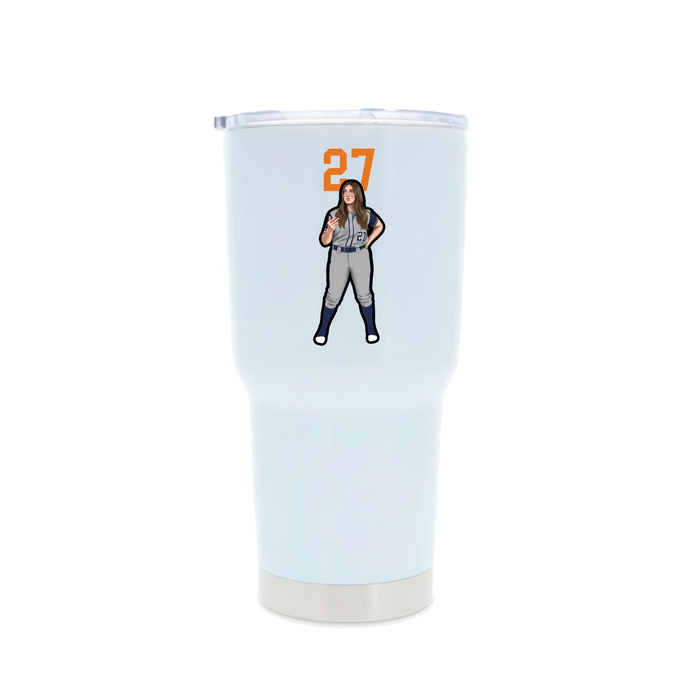 30oz Stainless Steel Tumbler — Number Top in White