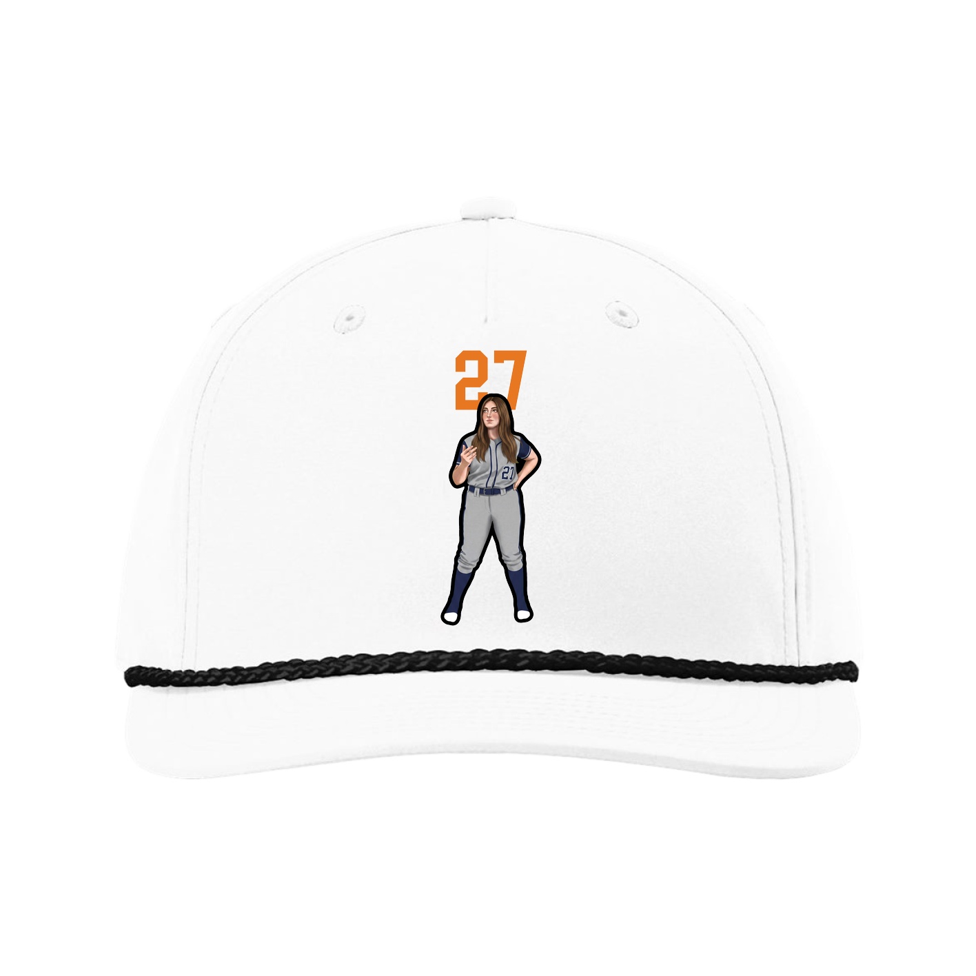 Five-Panel Classic Rope Cap — Number Top in White