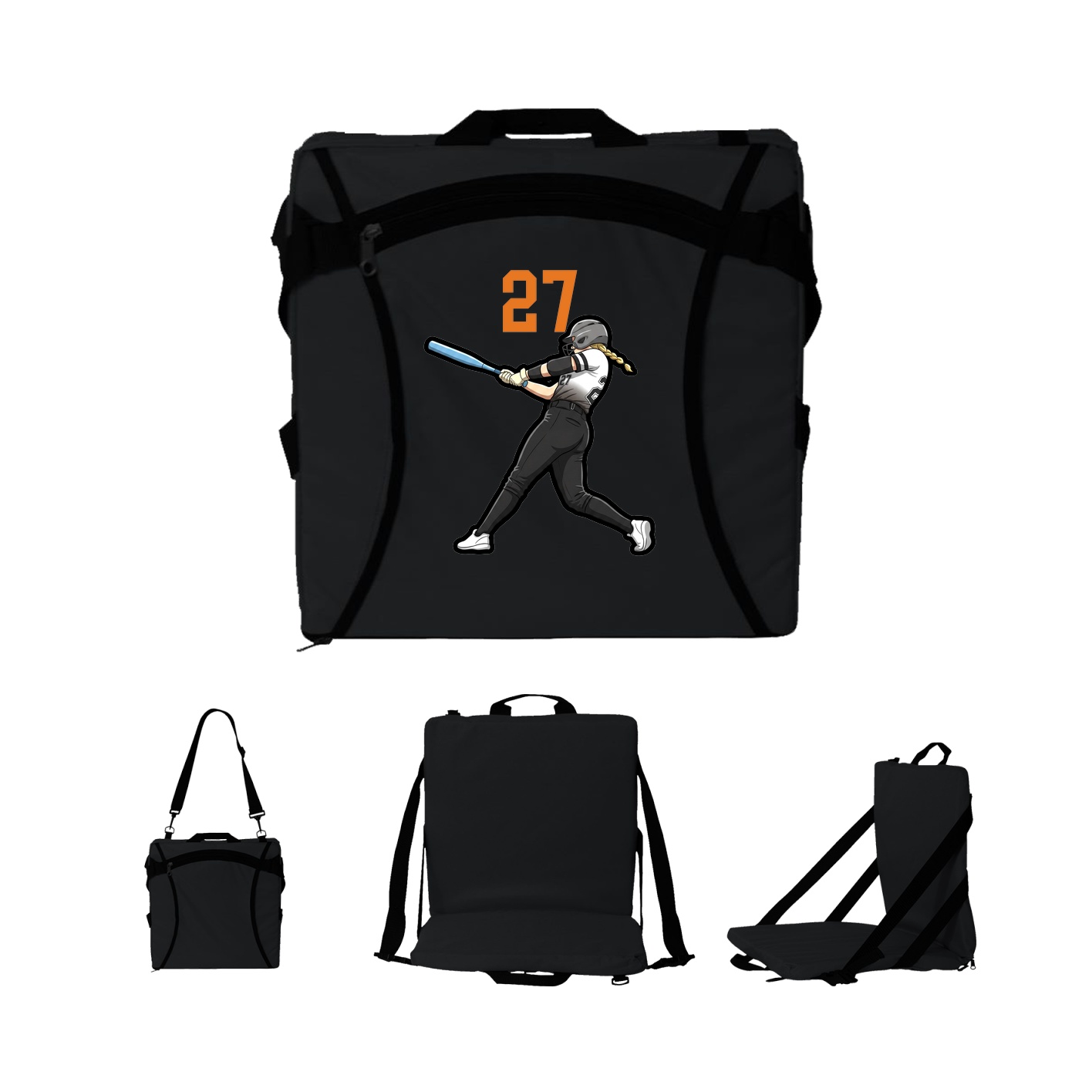 Folding Stadium Seat — Number Top in Black