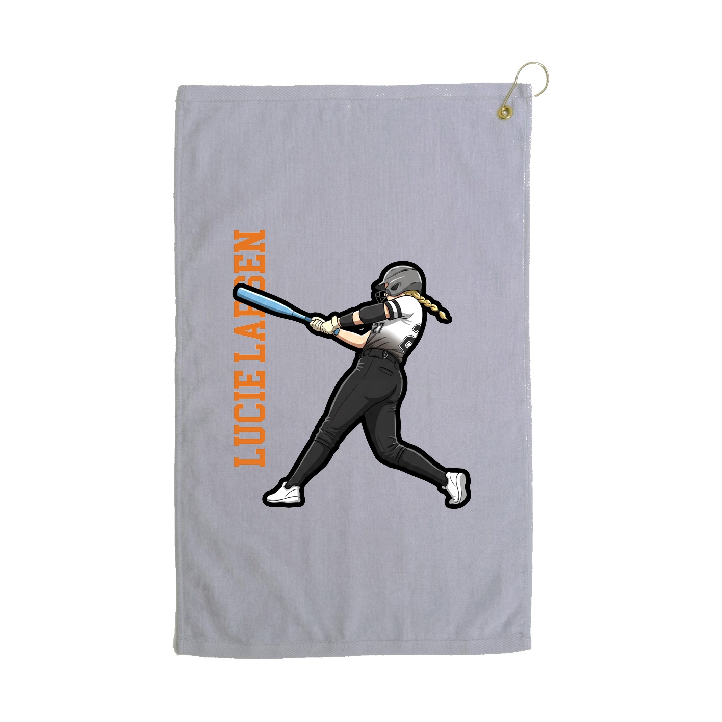 Golf Towel — Name Vertical in Grey