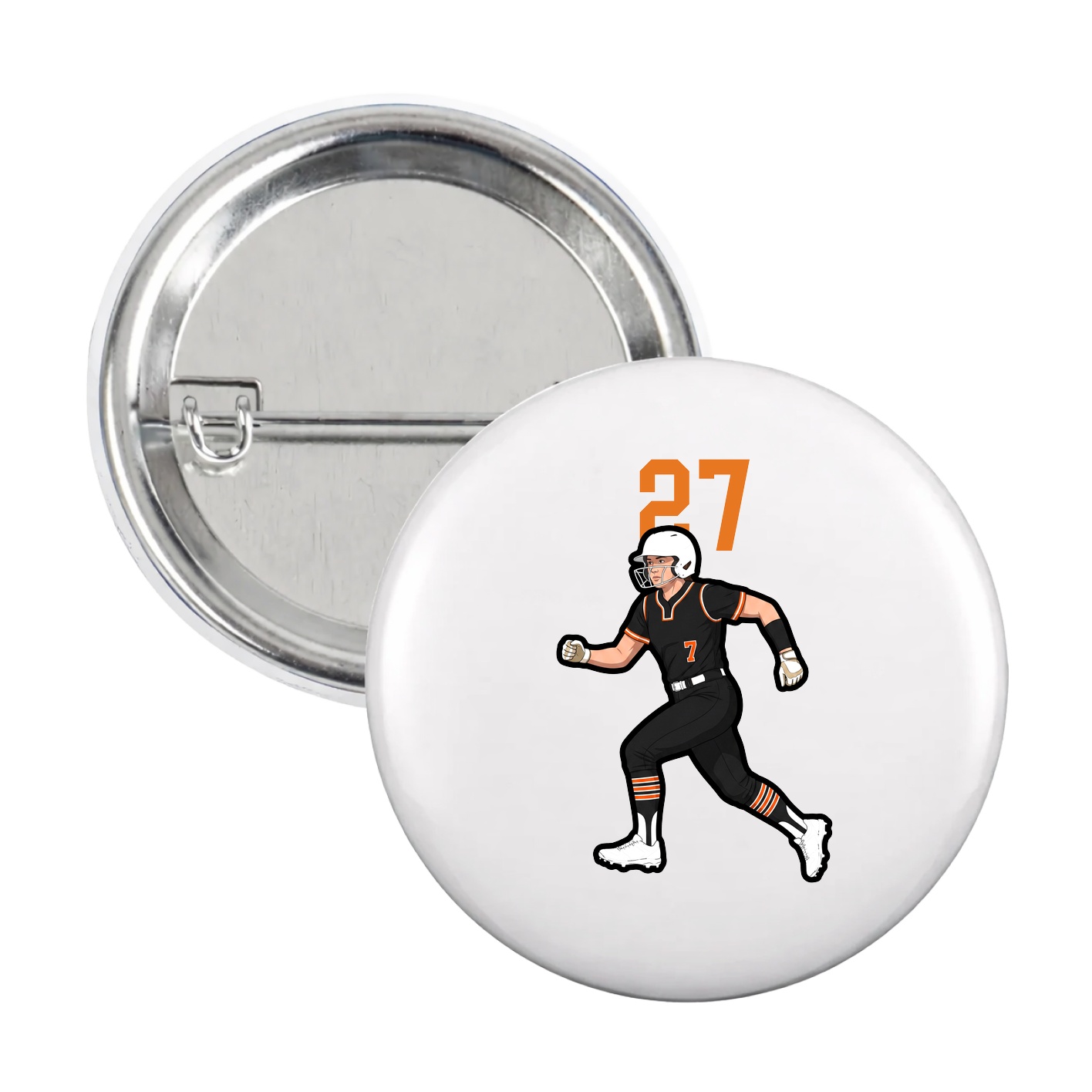 Game Day Button — Number Top in White