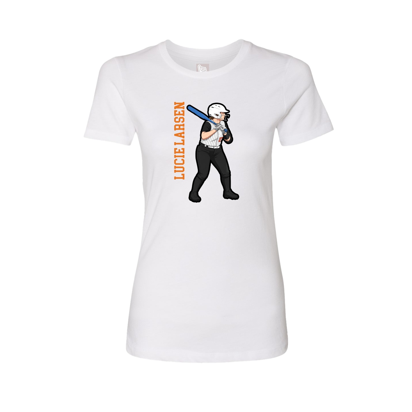 Womens Tee — Name Vertical in White
