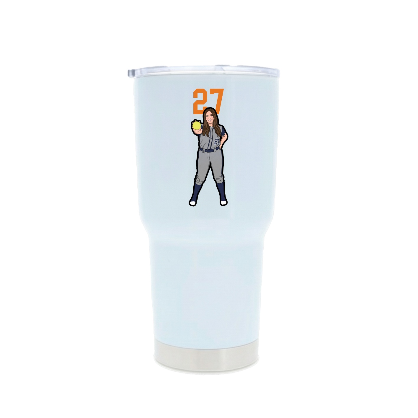 30oz Stainless Steel Tumbler — Number Top in White