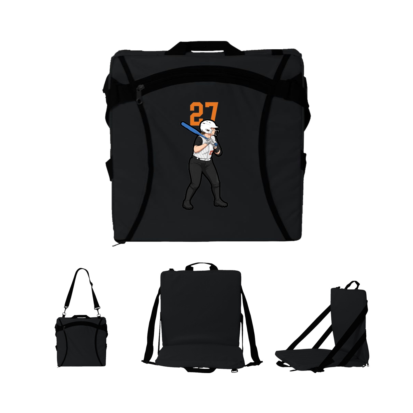 Folding Stadium Seat — Number Top in Black
