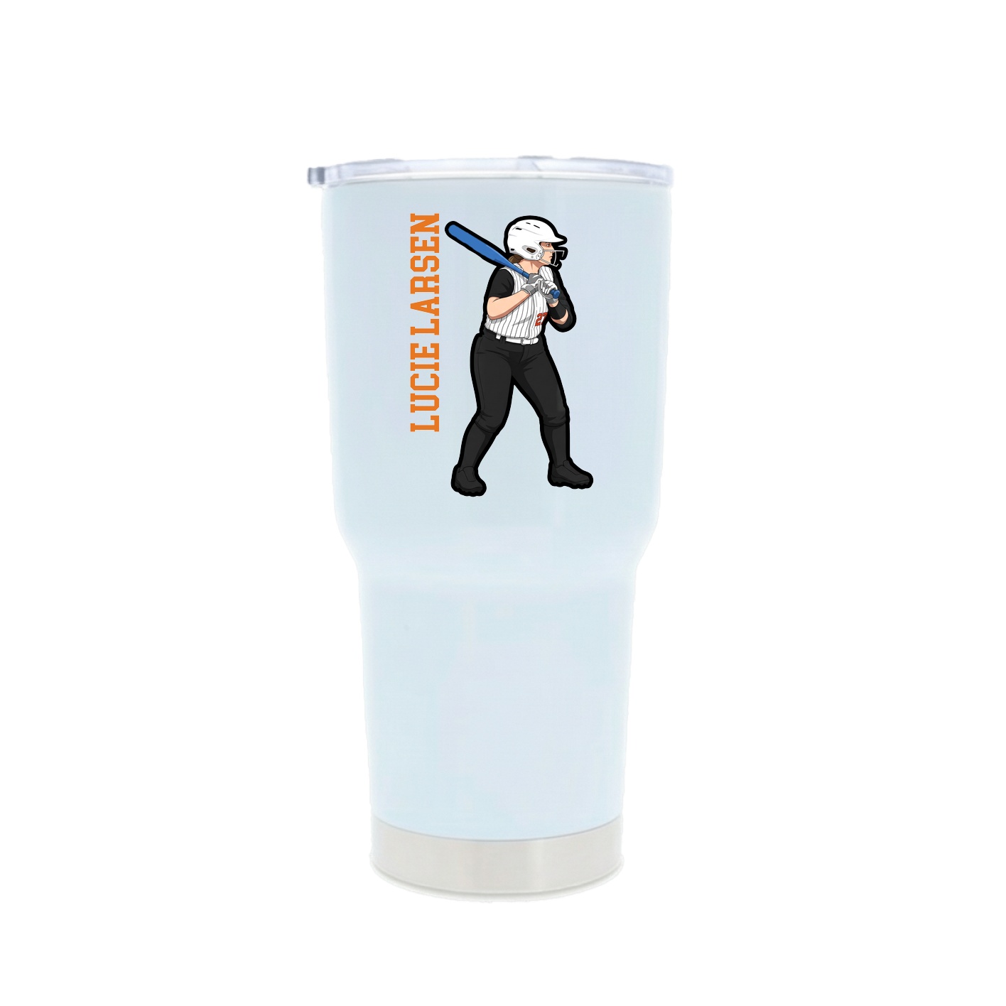 30oz Stainless Steel Tumbler — Name Vertical in White