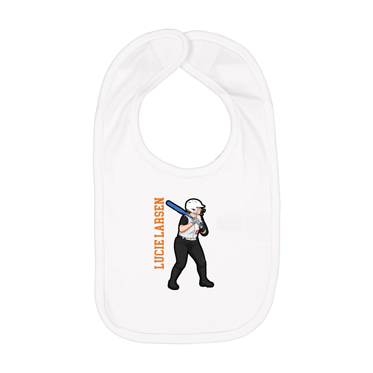 Infant Bib — Name Vertical in White