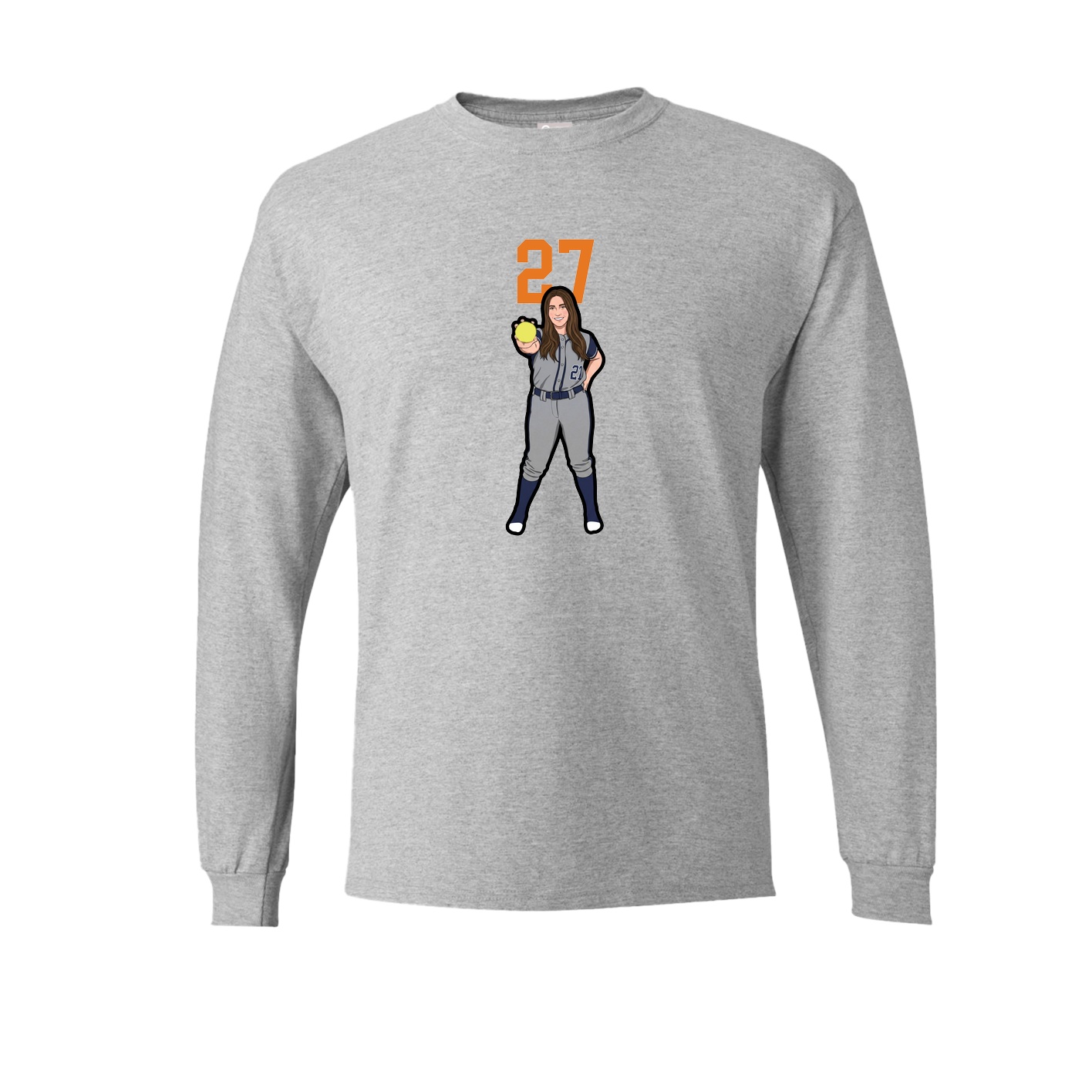 Long Sleeve Tee — Number Top in Grey