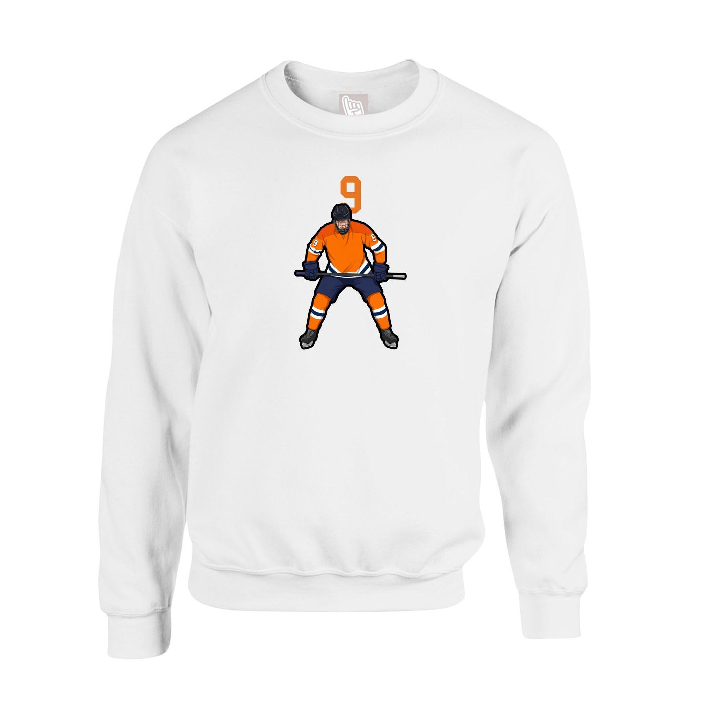 Fleece Crew — Number Top in White
