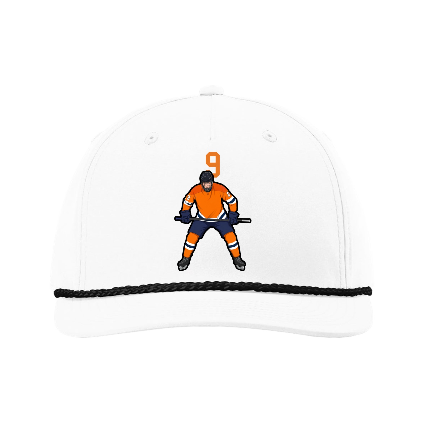 Five-Panel Classic Rope Cap — Number Top in White