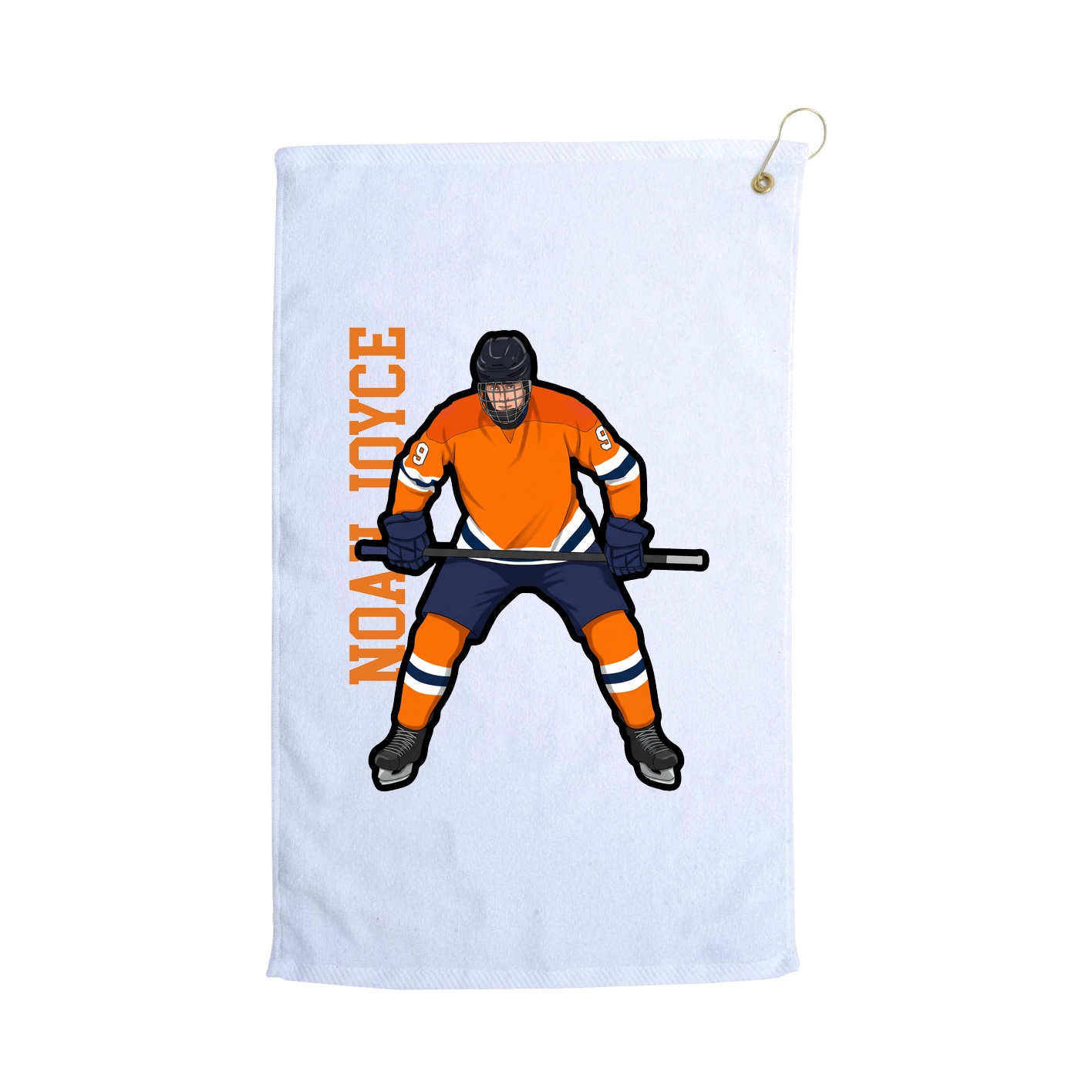 Golf Towel — Name Vertical in White