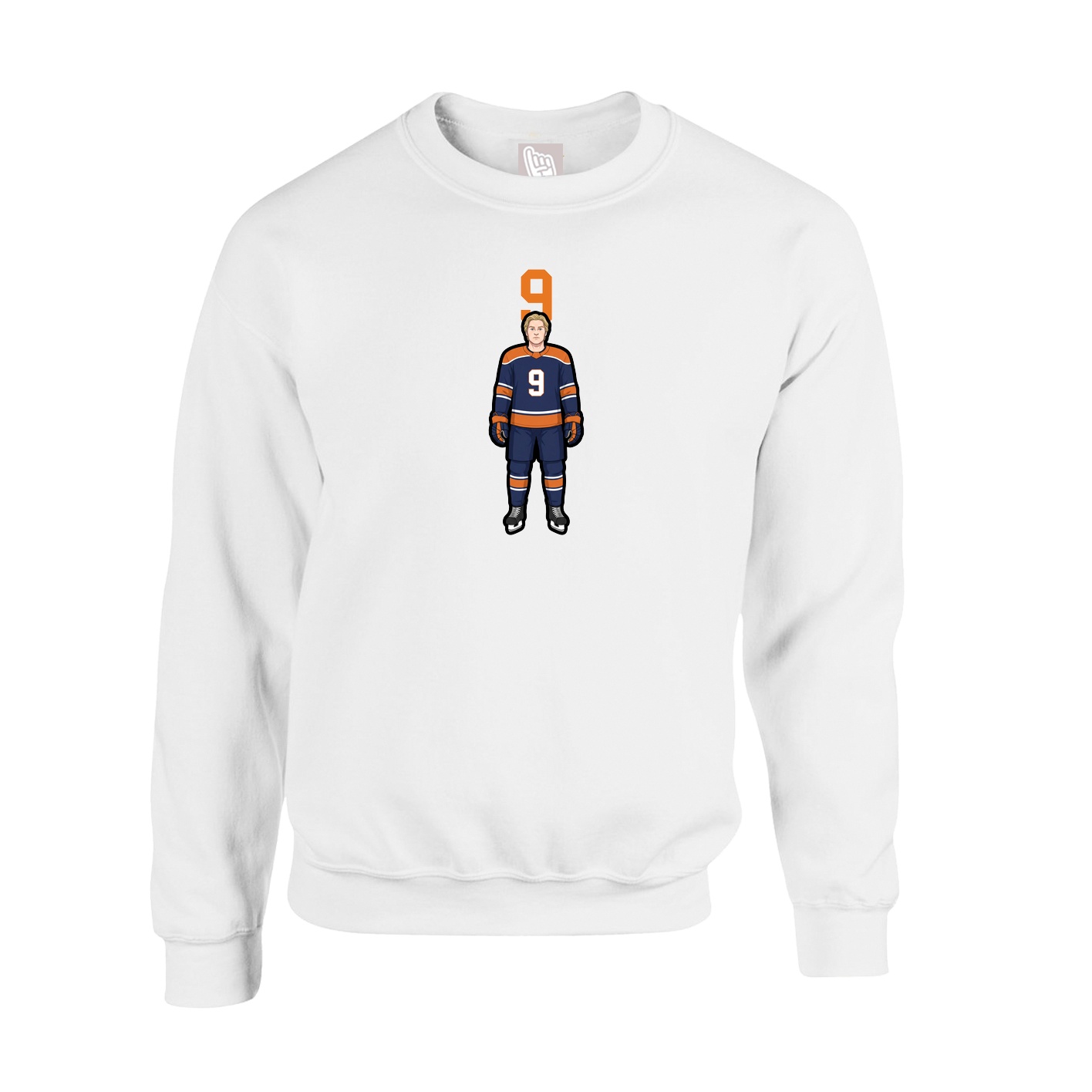 Fleece Crew — Number Top in White