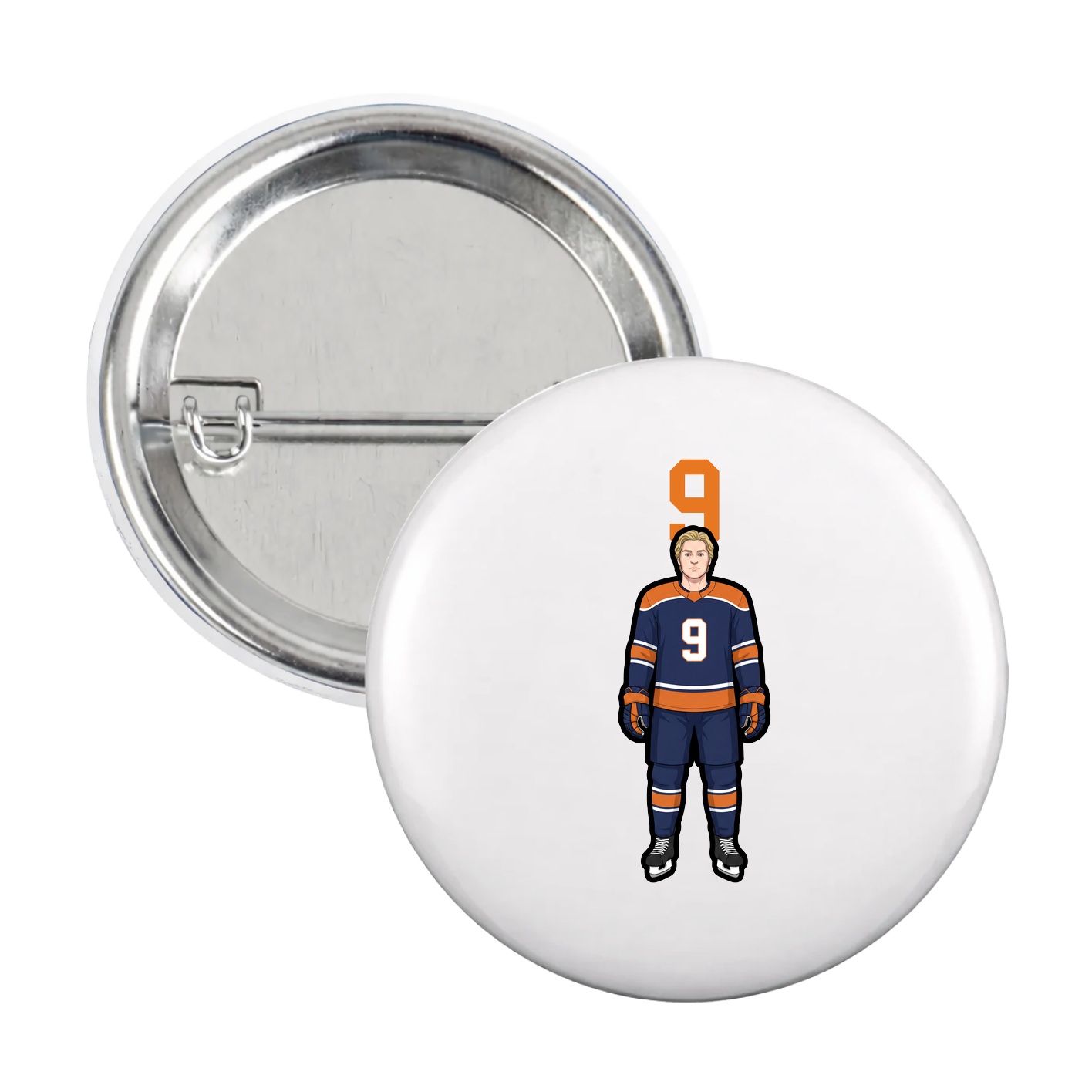 Game Day Button — Number Top in White