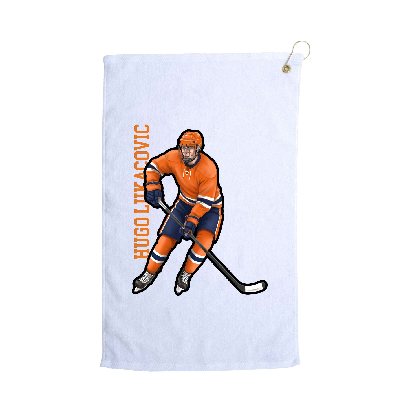 Golf Towel — Name Vertical in White