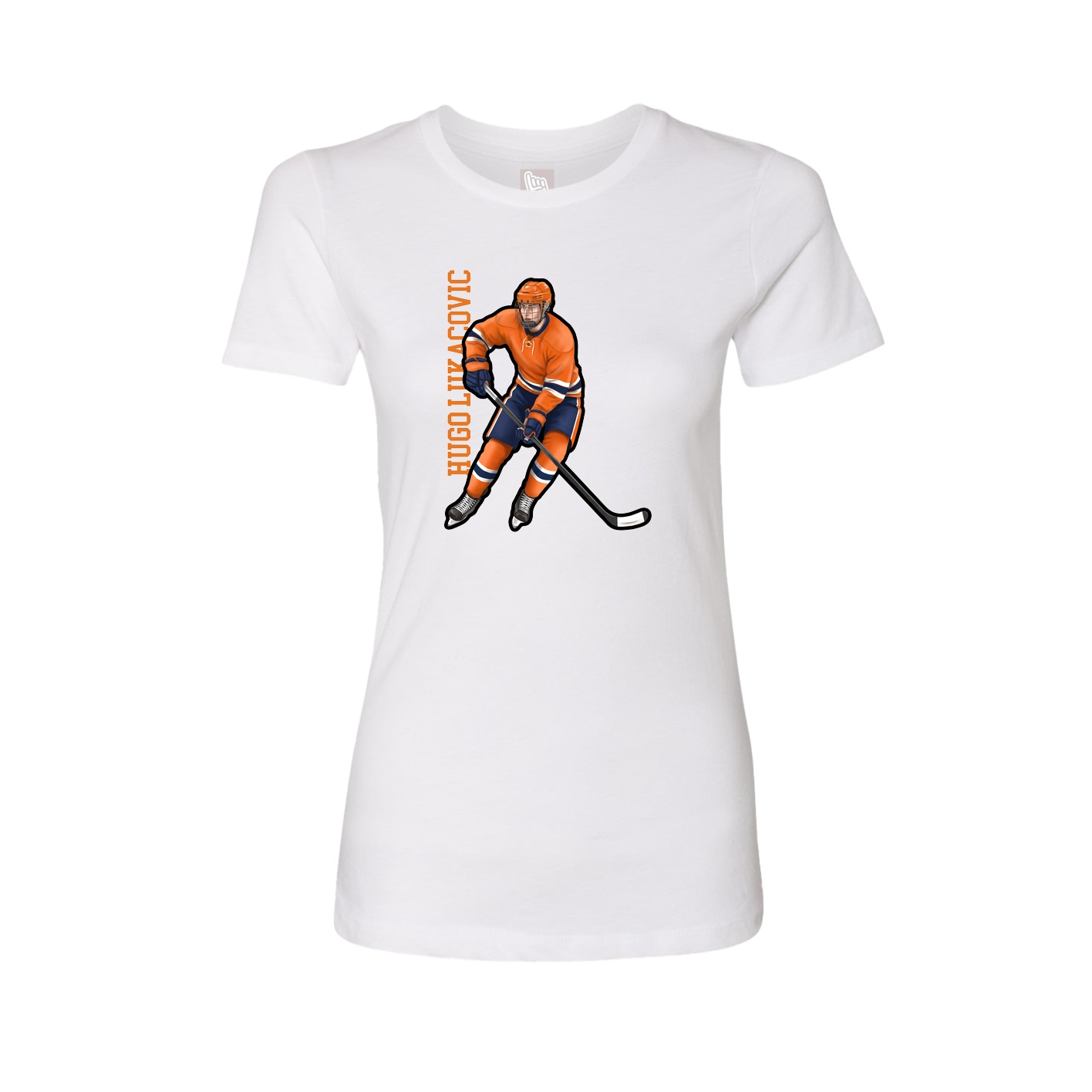 Fitted Women's Tee — Name Vertical in White