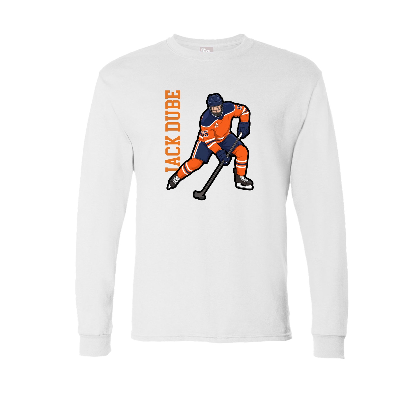 Long Sleeve Tee — Name Vertical in White