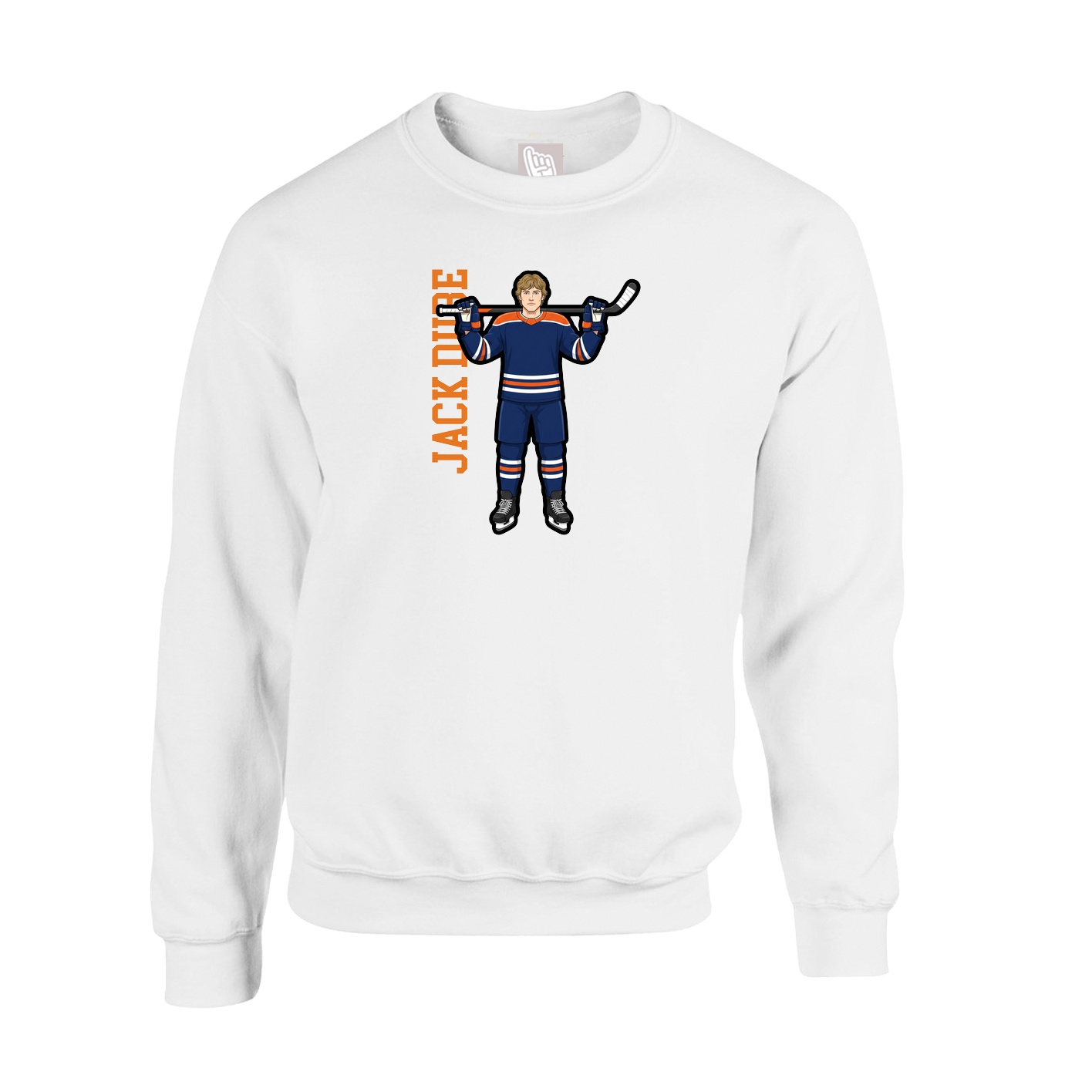 Fleece Crew — Name Vertical in White