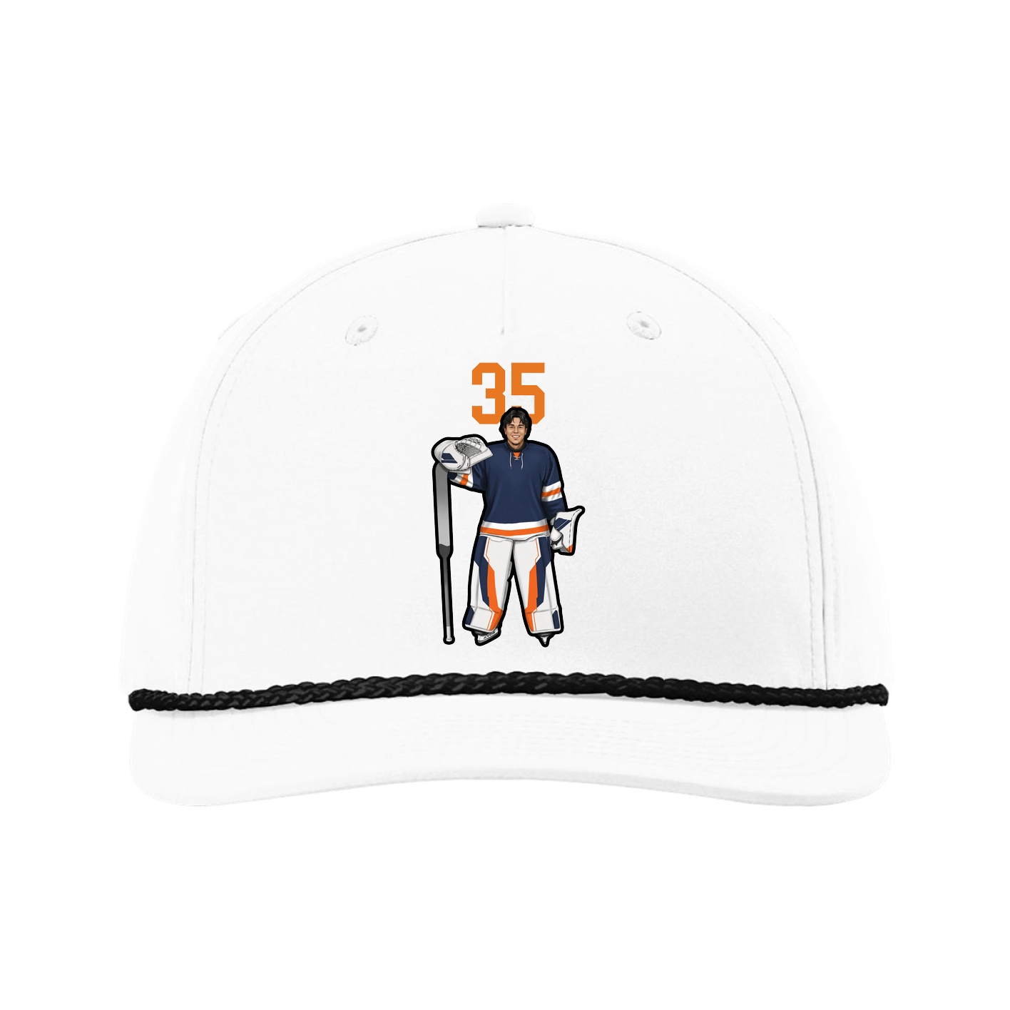 Five-Panel Classic Rope Cap — Number Top in White