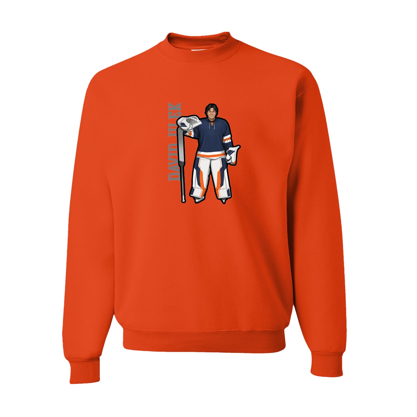 Fleece Crew — Name Vertical in Orange