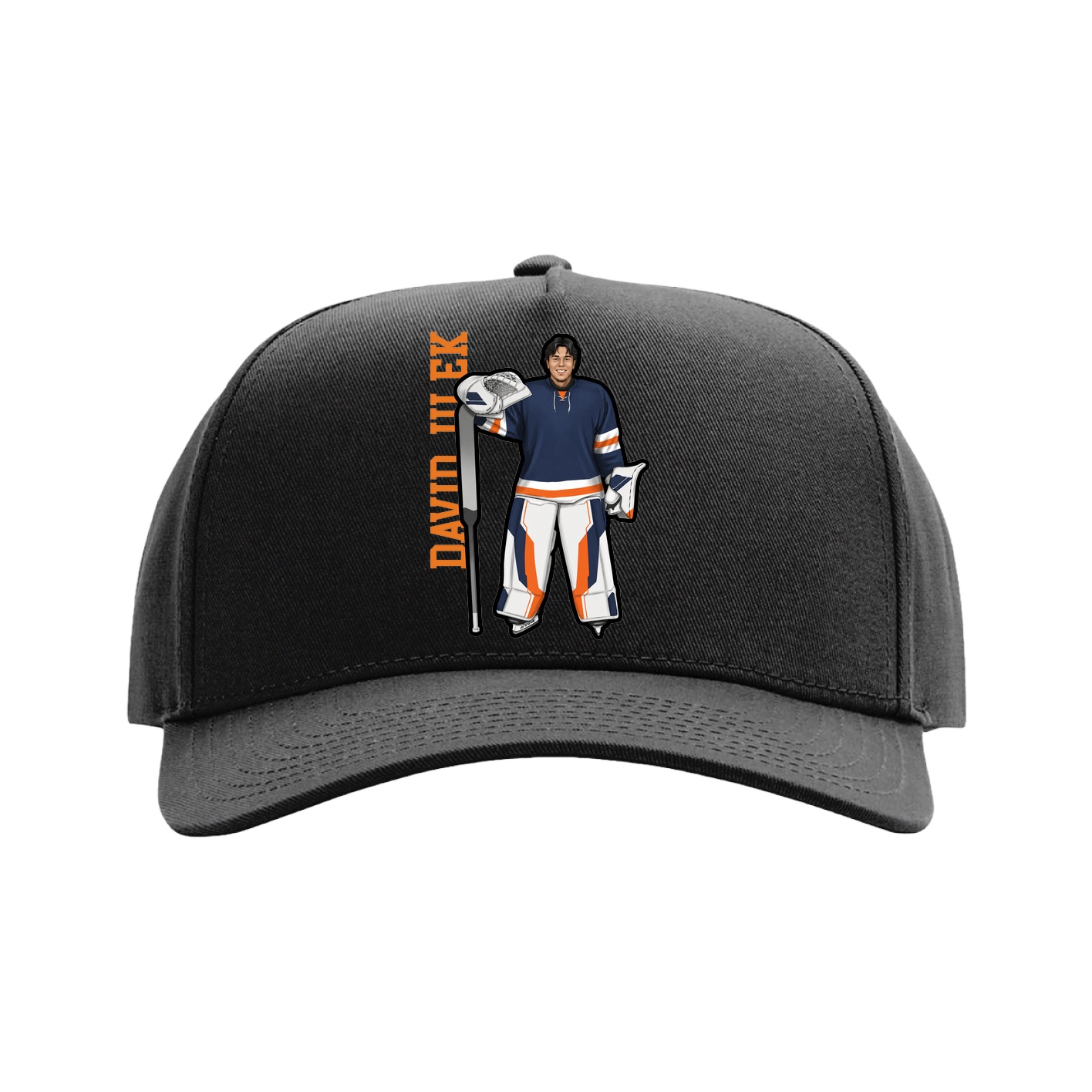 Full Fabric Five-Panel Champ Cap — Name Vertical in Black