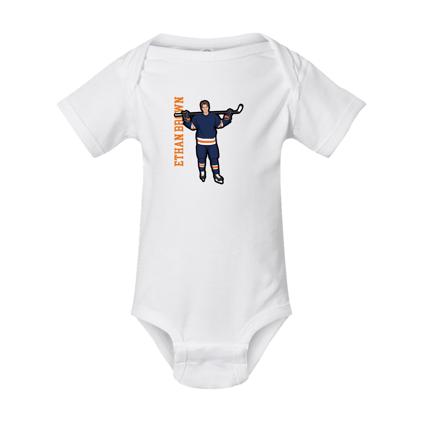 Baby Onesie — Name Vertical in White
