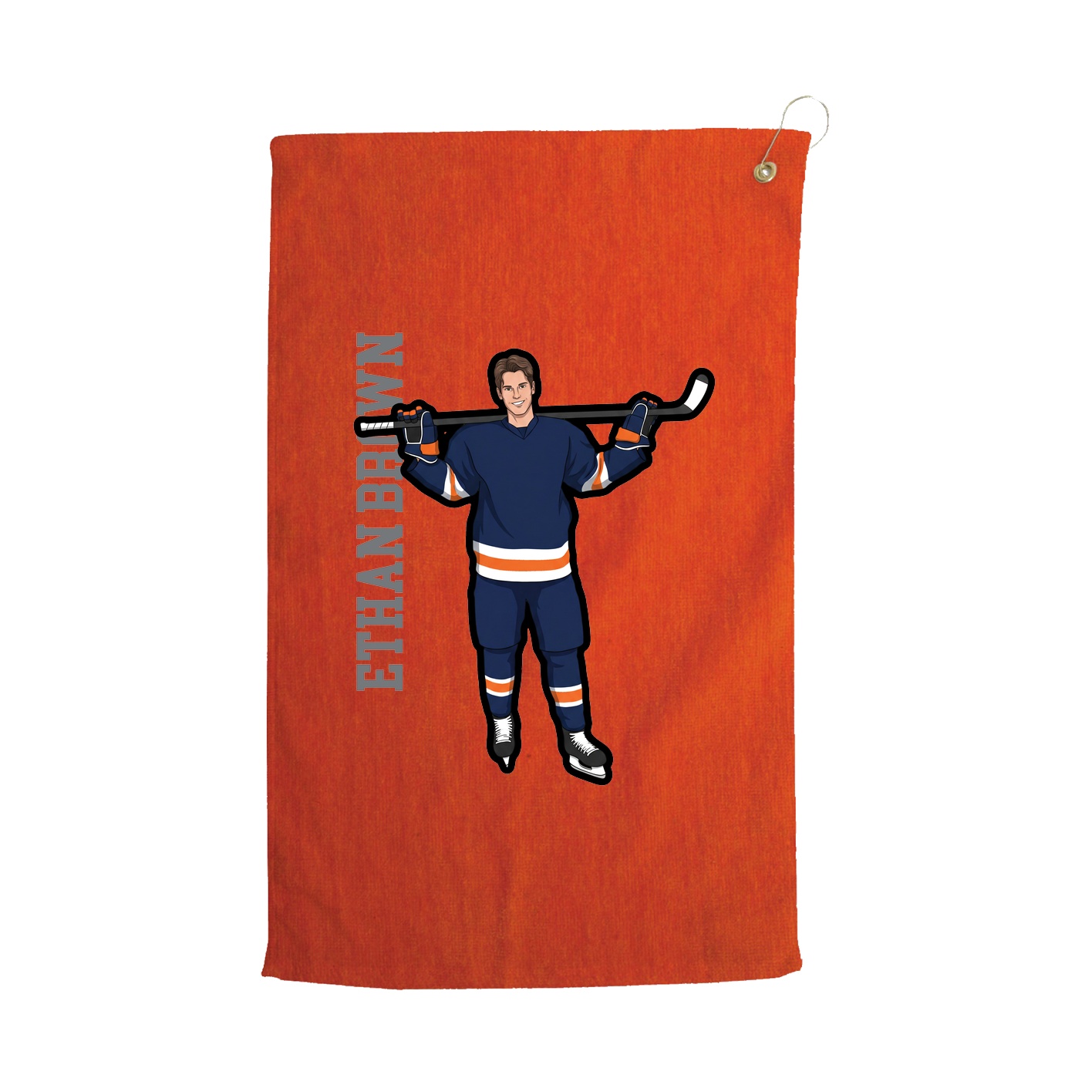 Golf Towel — Name Vertical in Orange