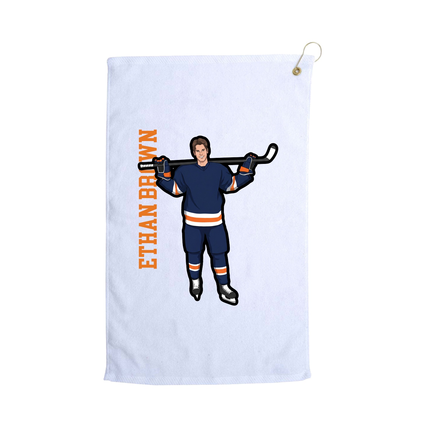 Golf Towel — Name Vertical in White
