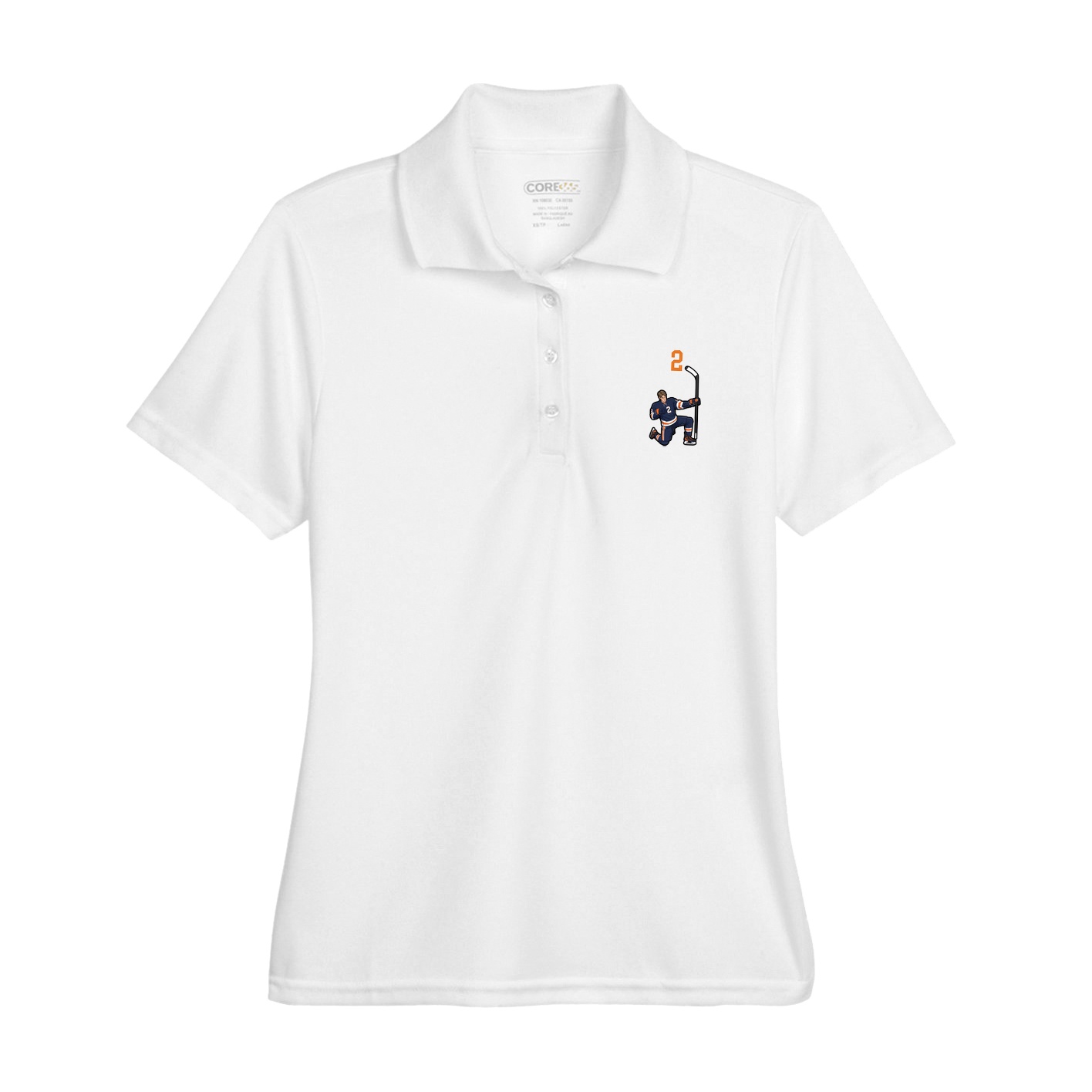 Womens Performance Polo — Number Top in White