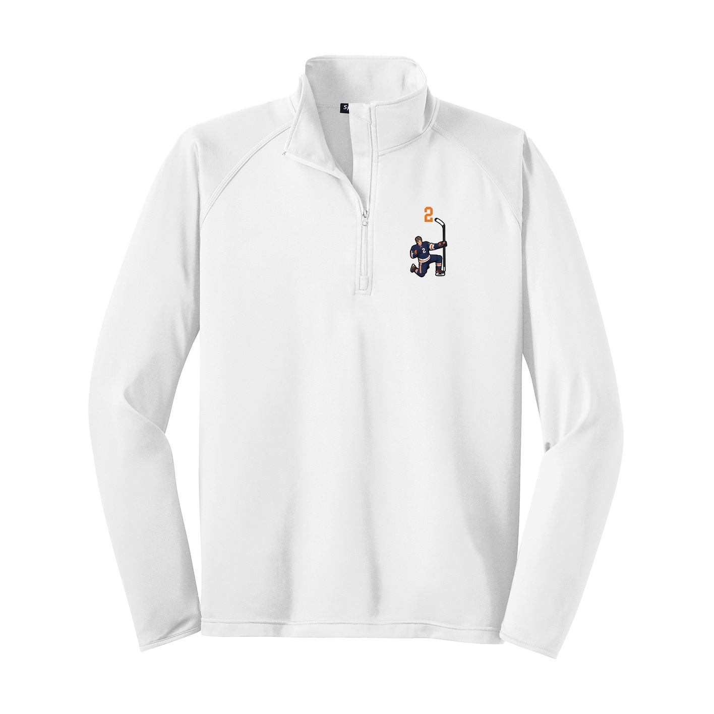 Q-Zip Pullover — Number Top in White