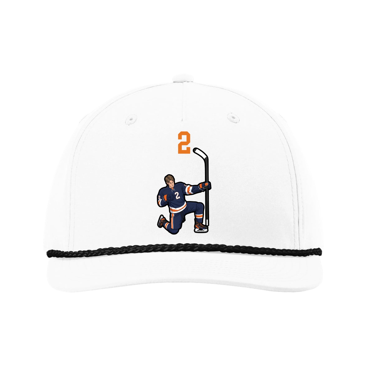 Five-Panel Classic Rope Cap — Number Top in White
