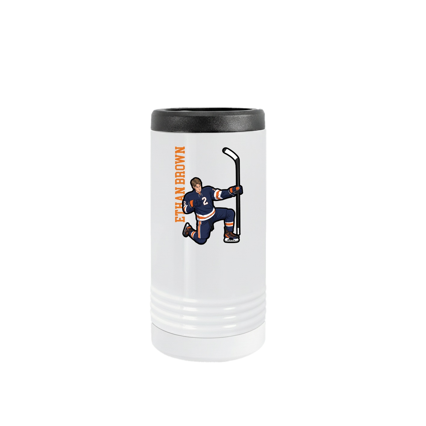 Slim Beverage Holder — Name Vertical in White