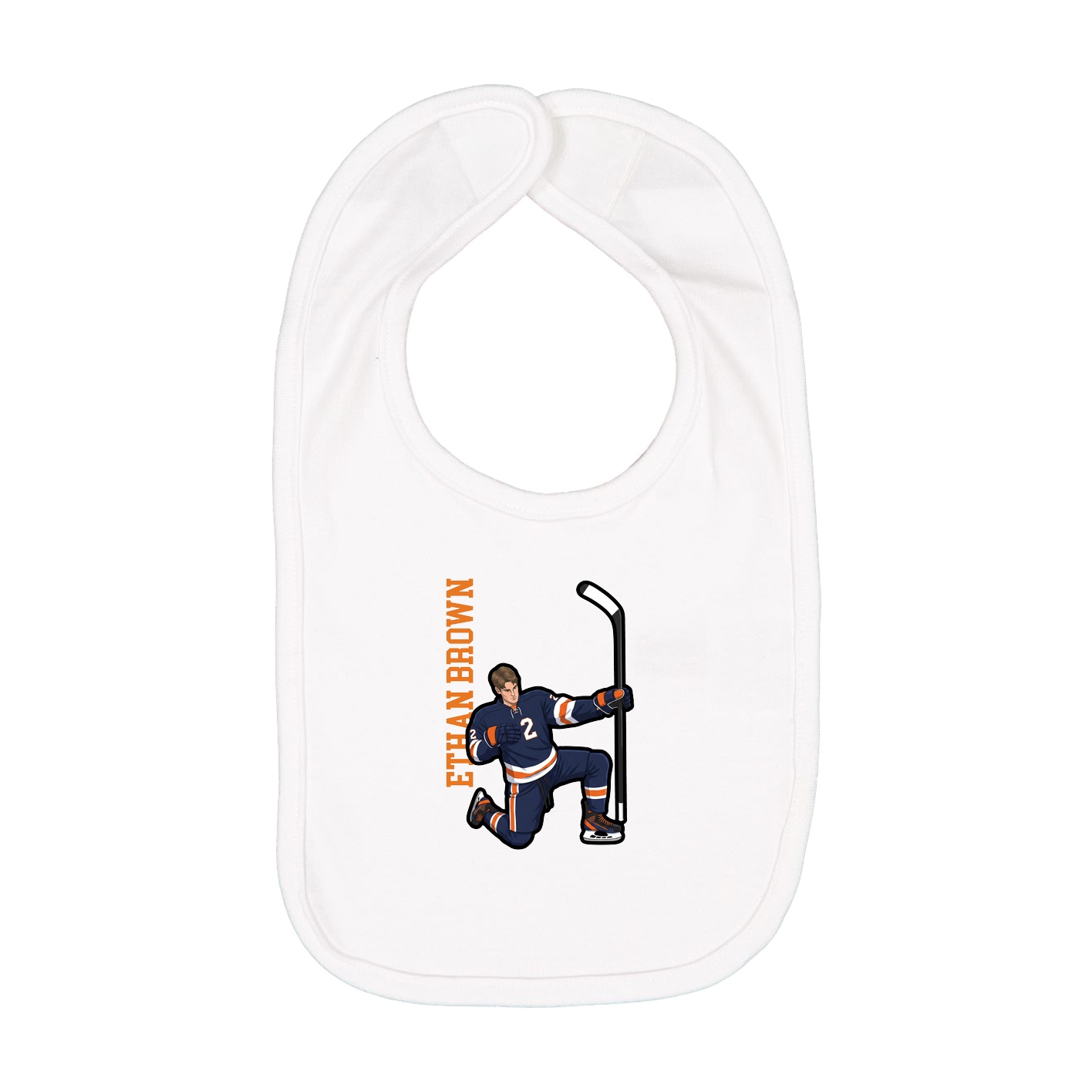 Infant Bib — Name Vertical in White
