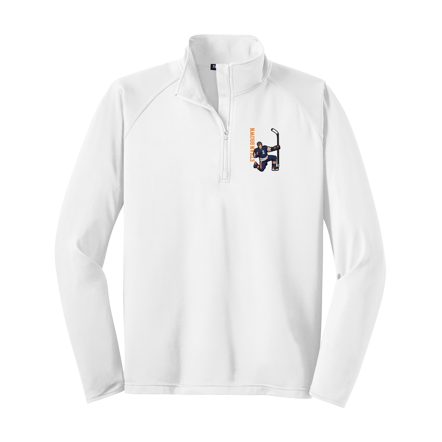 Q-Zip Pullover — Name Vertical in White