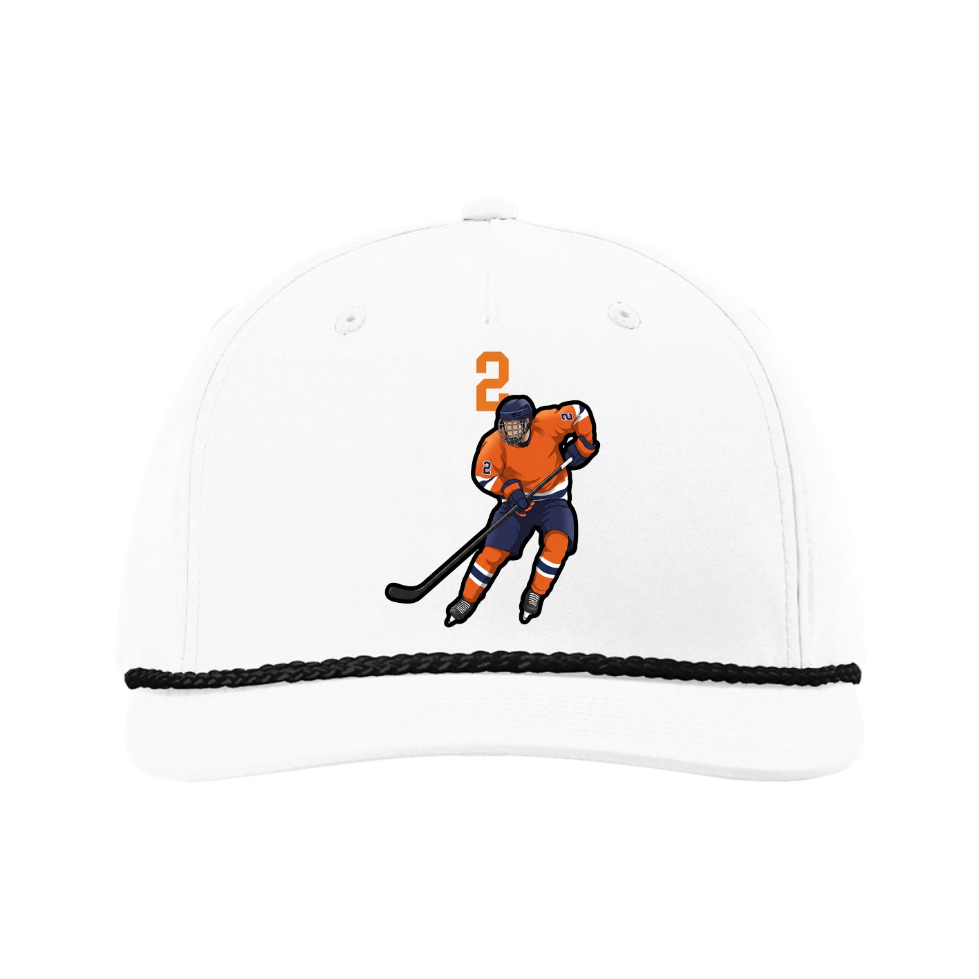 Five-Panel Classic Rope Cap — Number Top in White