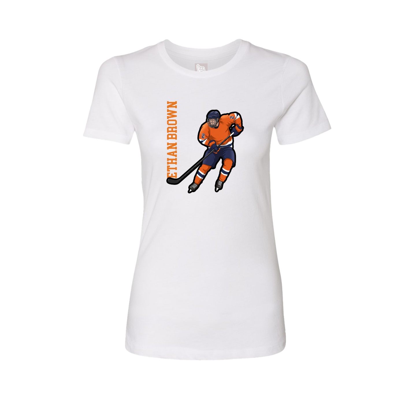 Womens Tee — Name Vertical in White
