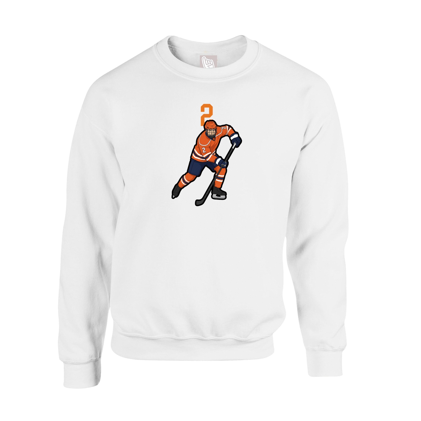 Fleece Crew — Number Top in White