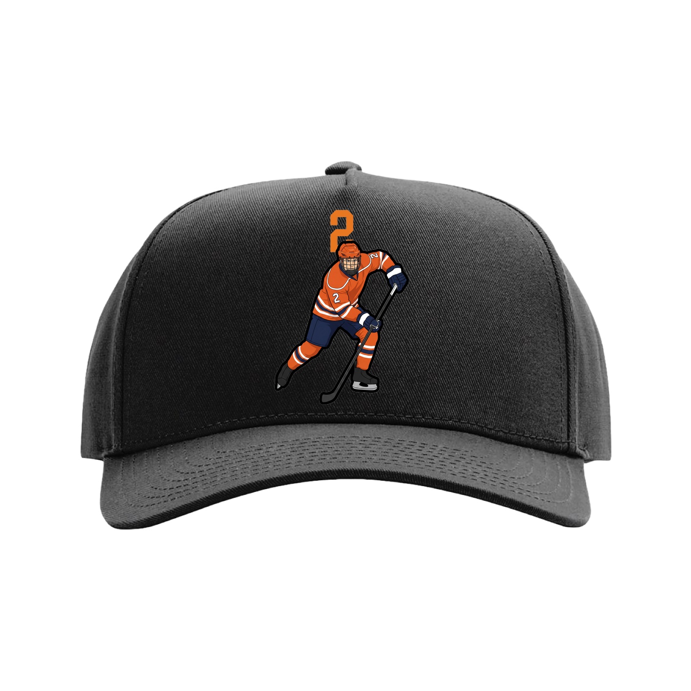 Full Fabric Five-Panel Champ Cap — Number Top in Black