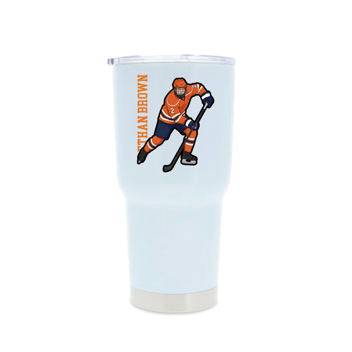 30oz Stainless Steel Tumbler — Name Vertical in White