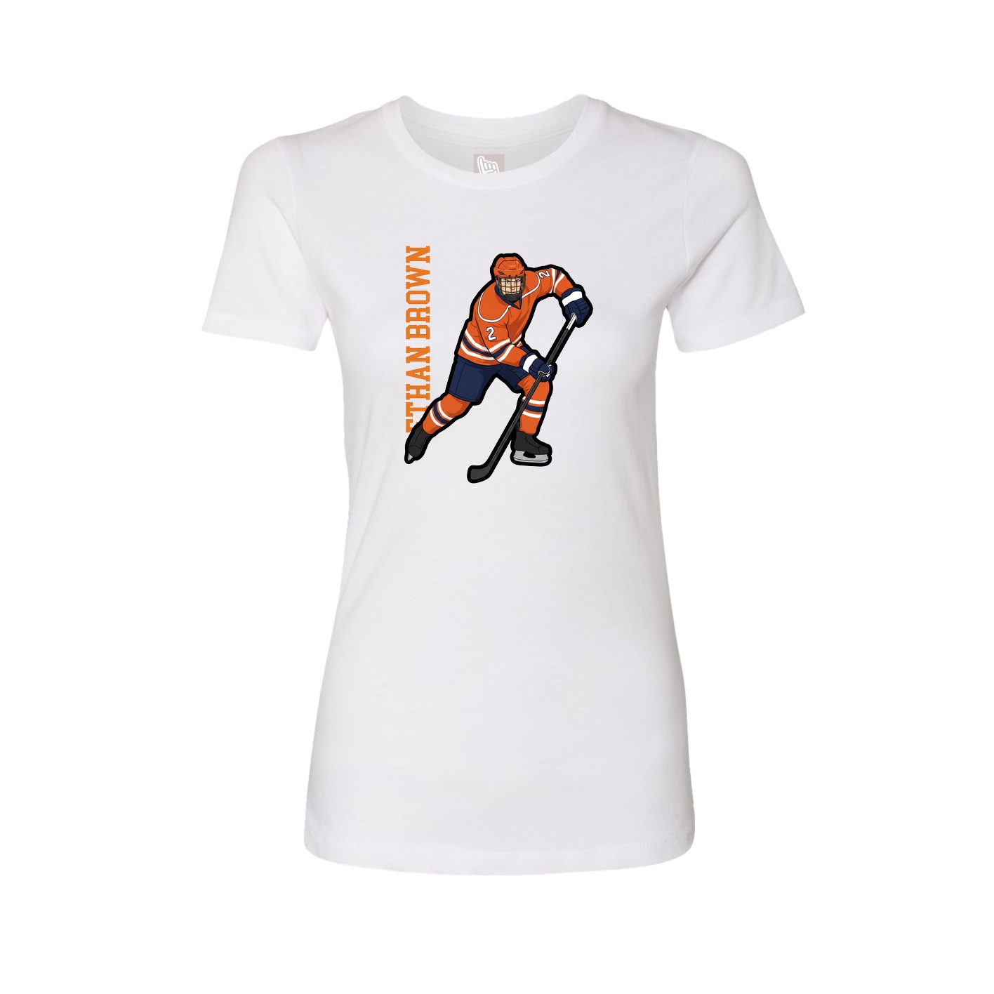 Womens Tee — Name Vertical in White
