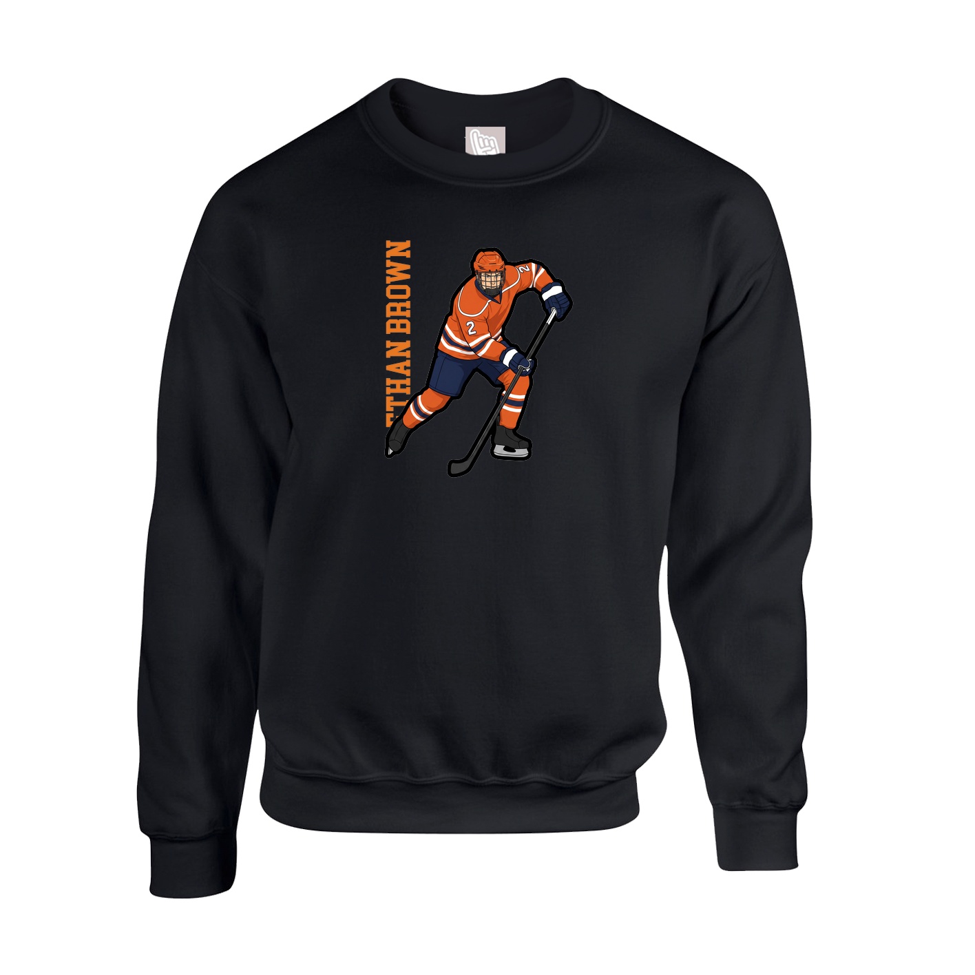 Fleece Crew — Name Vertical in Black