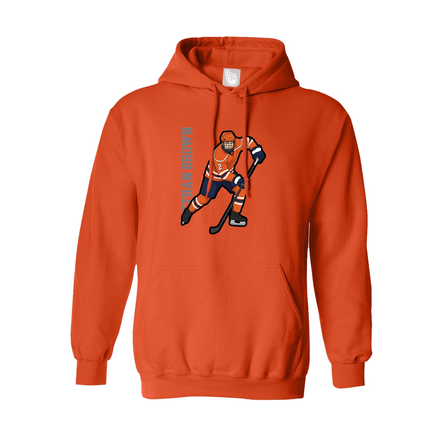 Youth Hoodie — Name Vertical in Orange