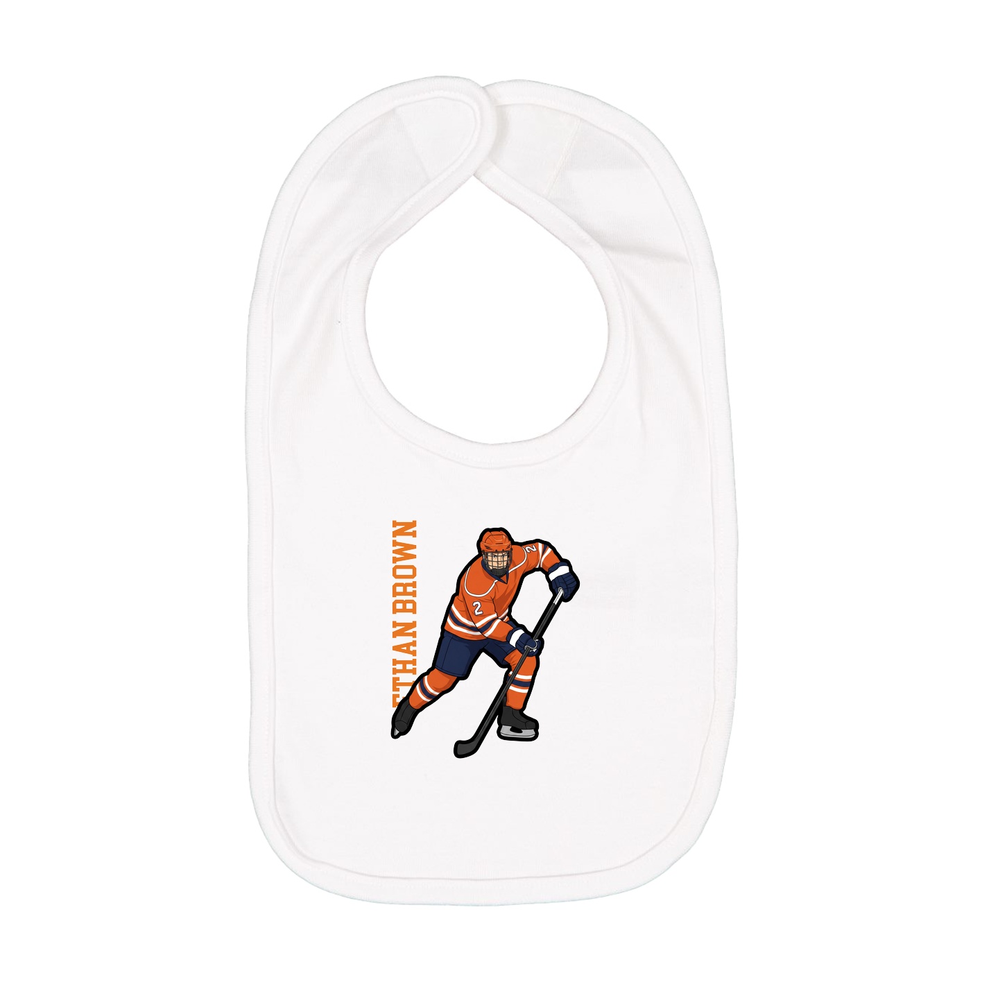 Infant Bib — Name Vertical in White