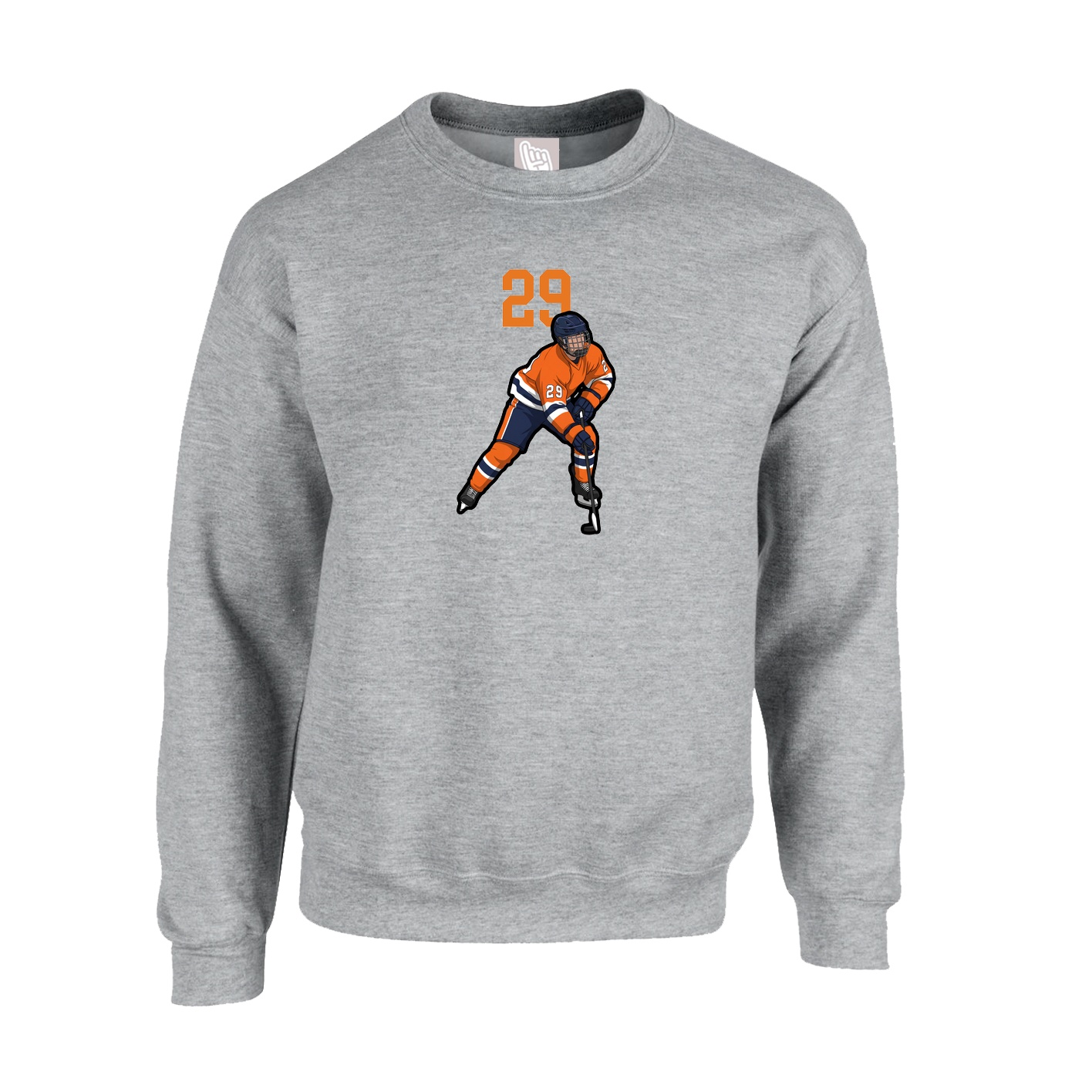 Fleece Crew — Number Top in Grey