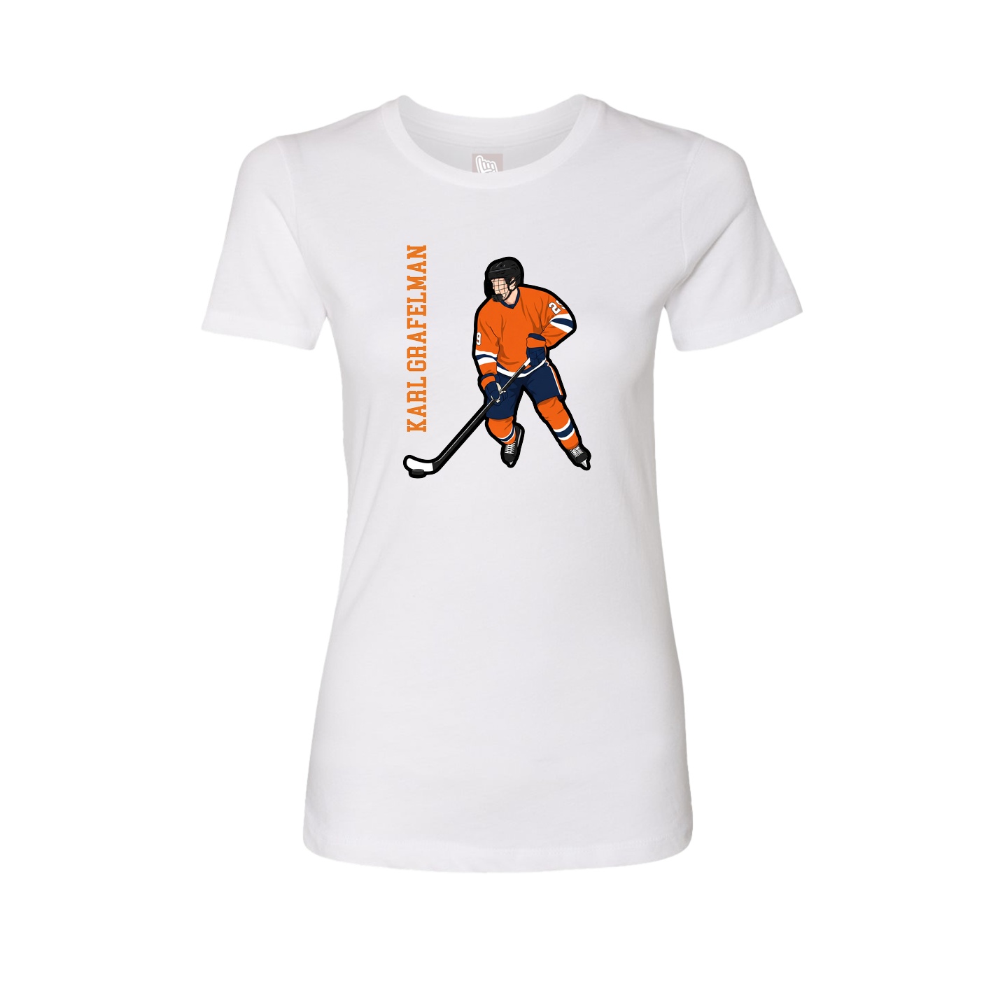 Fitted Women's Tee — Name Vertical in White