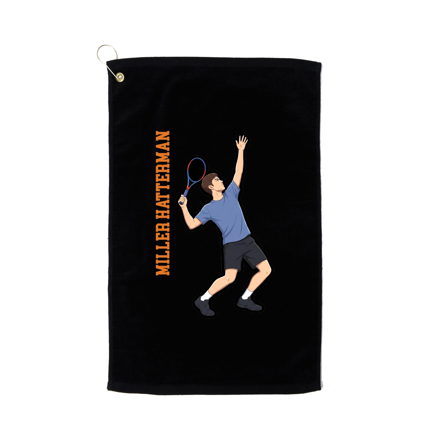 Golf Towel — Name Vertical in Black